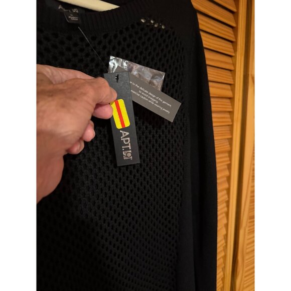 APT 9 Open-Knit Black Sweater Womens Size L Casual Chic Grunge - Picture 5 of 8